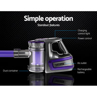150 Cordless Handheld Stick Vacuum Cleaner 2 Speed Purple And Grey