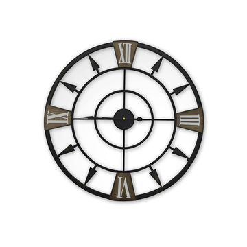 Home Master  Wall Clock Antique Style Roman Numerals Metal Accents 60cm