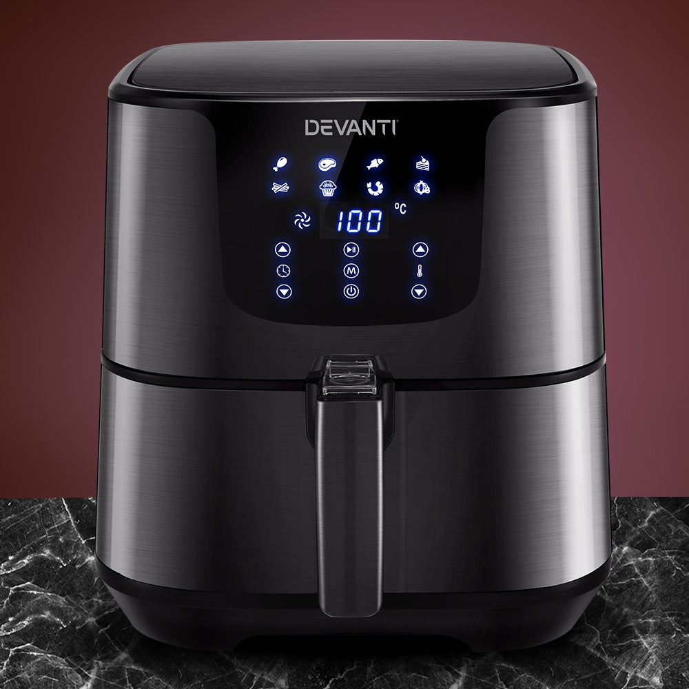 7 Litre Air Fryer LCD Display Black Stainless Steel