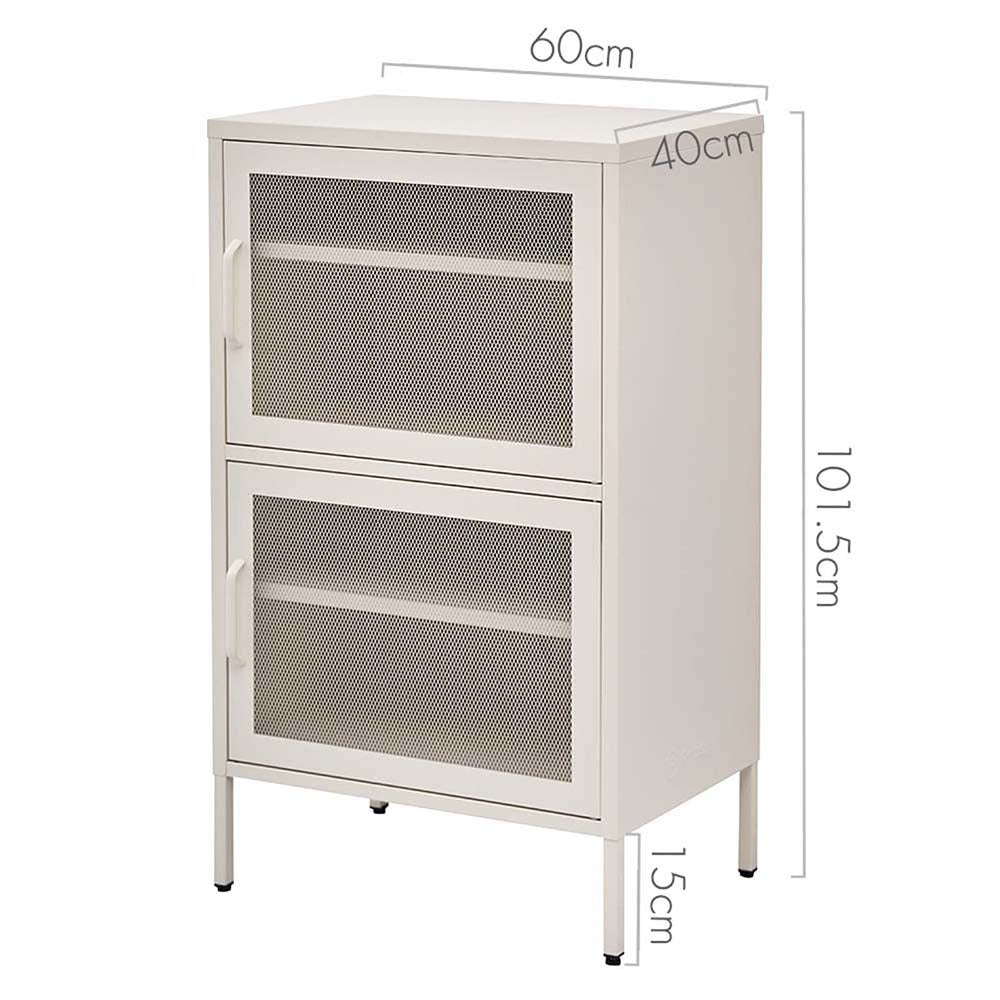 Double Mesh Door Storage Cabinet Organizer Bedroom White