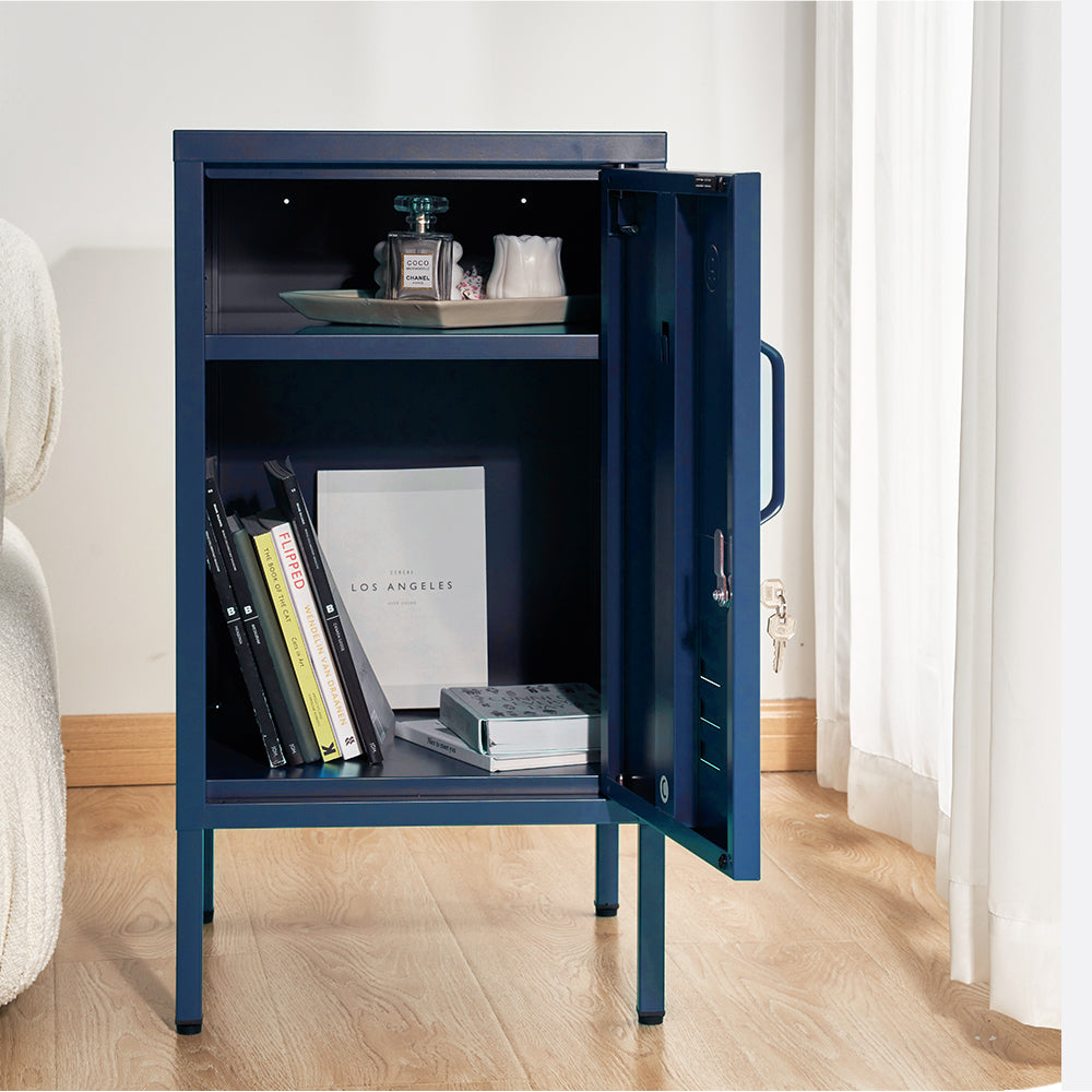 Metal Locker Storage Shelf Filing Cabinet Cupboard Bedside Table Blue