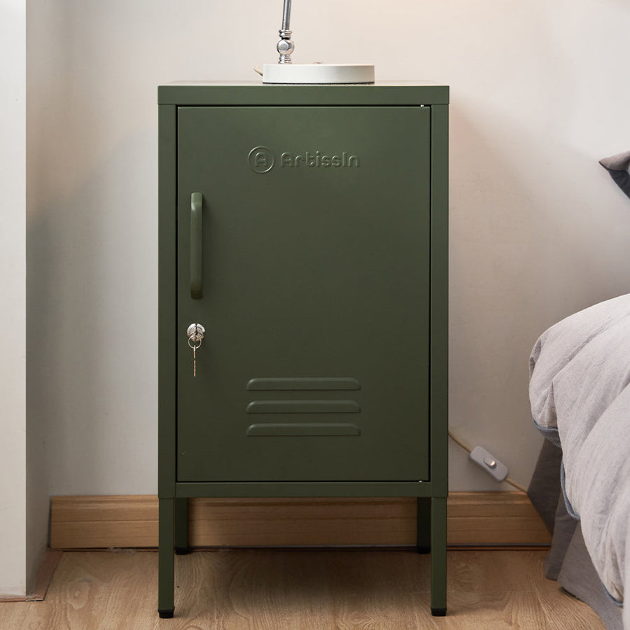 Metal Locker Storage Shelf Filing Cabinet Cupboard Bedside Table Green