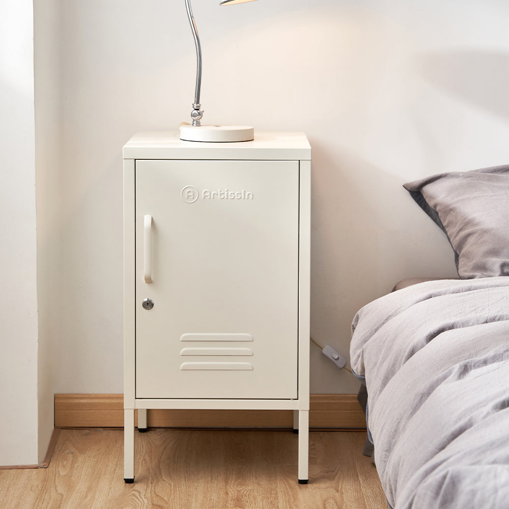 Metal Locker Storage Shelf Filing Cabinet Cupboard Bedside Table White