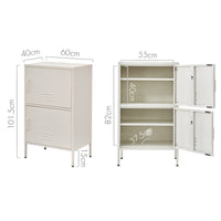 Double Storage Cabinet Shelf Organizer Bedroom White