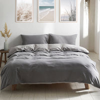 Washed Cotton Quilt Set Grey Double