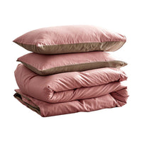 Washed Cotton Quilt Set Pink Brown Double