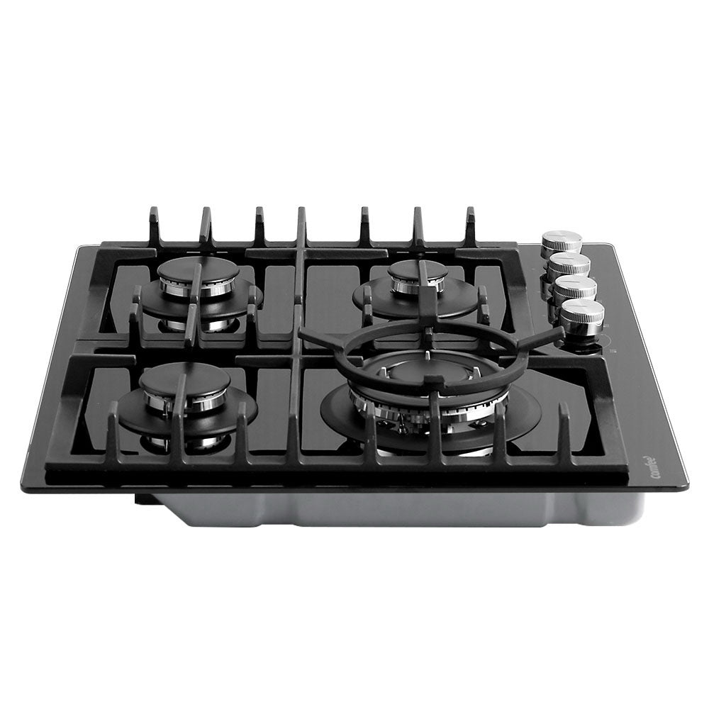 60cm Gas Cooktop 4 Burners Kitchen Gas Hob Trivets Stove Cook Top Black