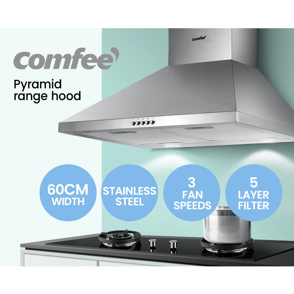 Rangehood 600mm Range Hood Stainless Steel Home Kitchen Canopy Vent 60cm