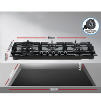 Gas Cooktop 90cm 5 Burner Stove Hob Cooker Kitchen NG LPG Black Glass