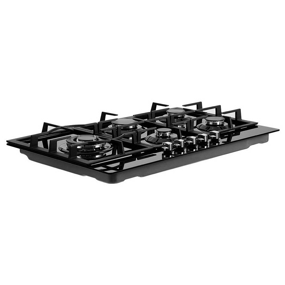 Gas Cooktop 90cm 5 Burner Stove Hob Cooker Kitchen NG LPG Black Glass