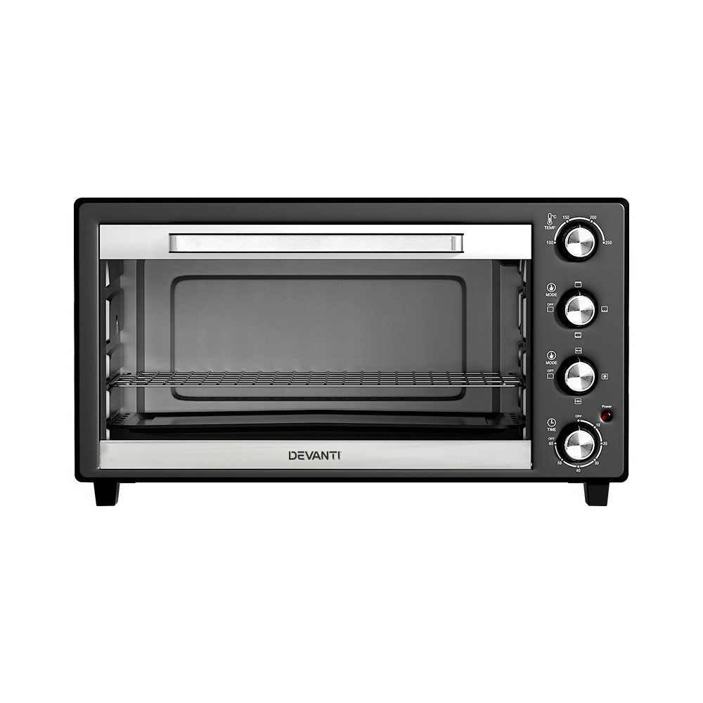 Electric Convection Oven Bake Benchtop Rotisserie Grill 45L