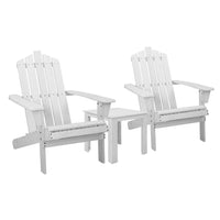 Outdoor Sun Lounge Beach Chairs Table Setting Wooden Adirondack Patio Chair White