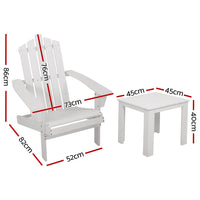 Outdoor Sun Lounge Beach Chairs Table Setting Wooden Adirondack Patio Chair White