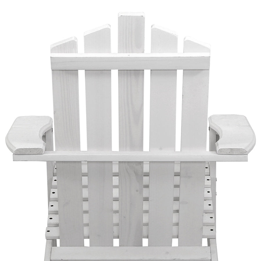 Outdoor Sun Lounge Beach Chairs Table Setting Wooden Adirondack Patio Chair White