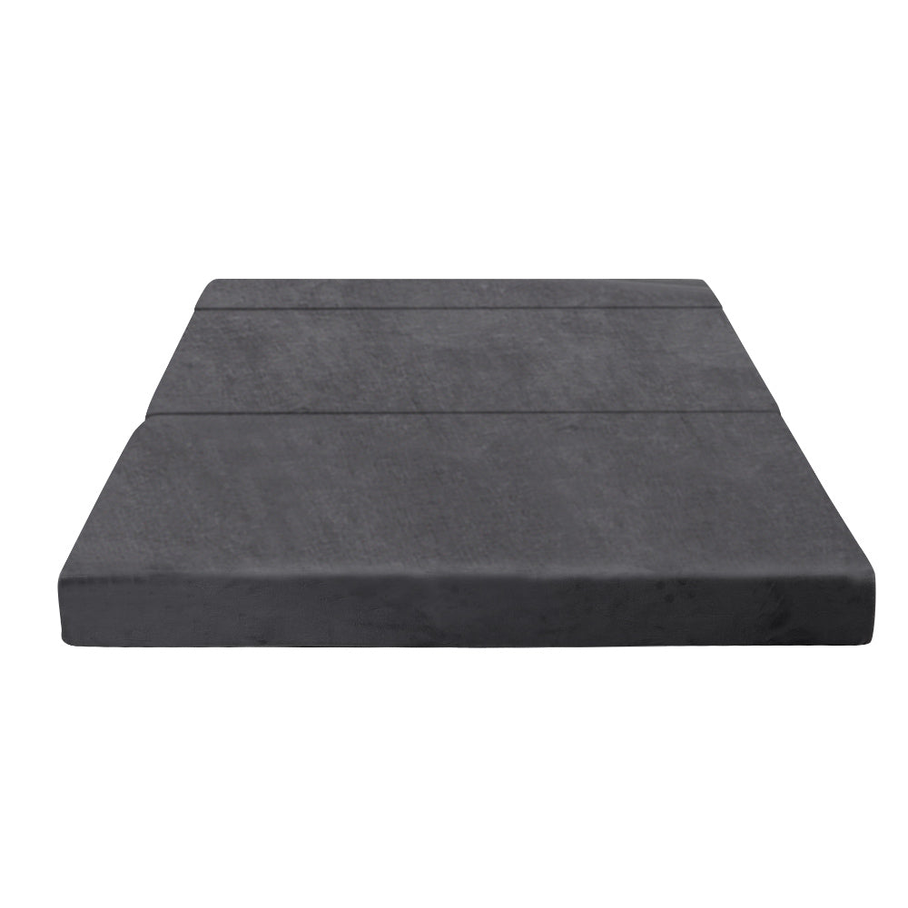 Double Size Folding Foam Mattress Portable Bed - Dark Grey