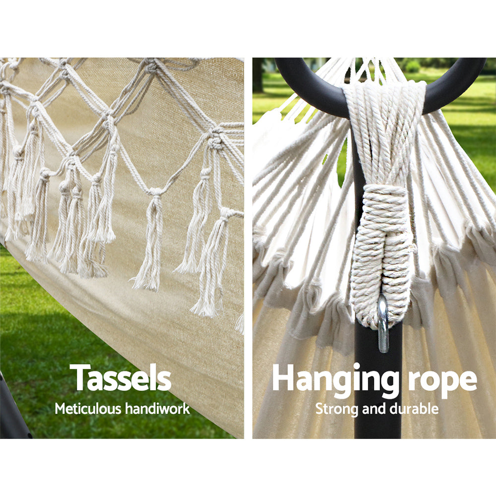 Hanging Tassel Hammock Swing Bed Cream