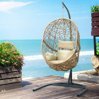 Swing Chair Egg Hammock With Stand Outdoor Furniture Wicker Seat Yellow