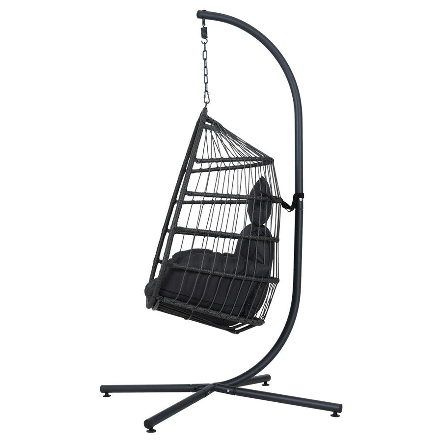 Egg Swing Chair Hammock Stand Outdoor Furniture Hanging Wicker Seat Grey