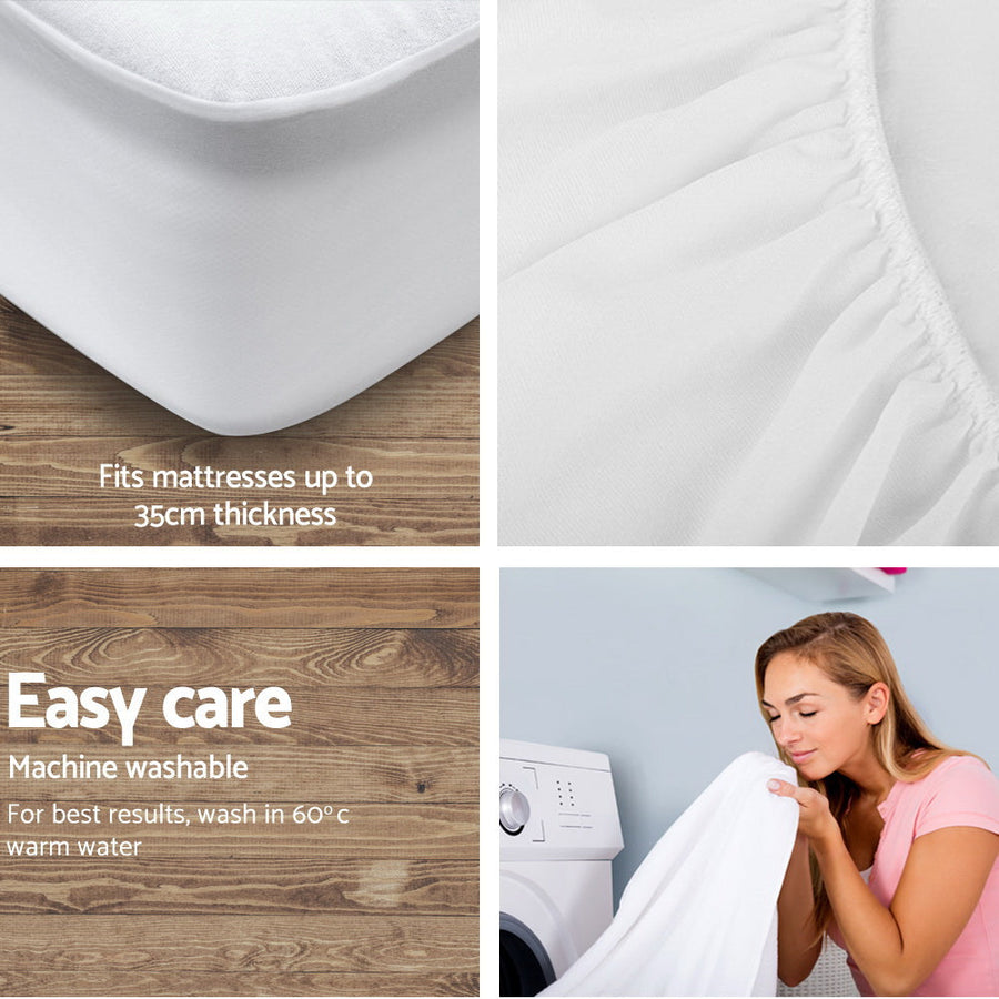 King Single Size Waterproof Bamboo Mattress Protector