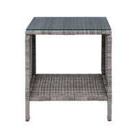 Side Table Coffee Patio Outdoor Furniture Rattan Desk Indoor Garden Grey