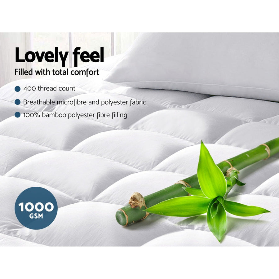 Single Mattress Topper Bamboo Fibre Pillowtop Protector