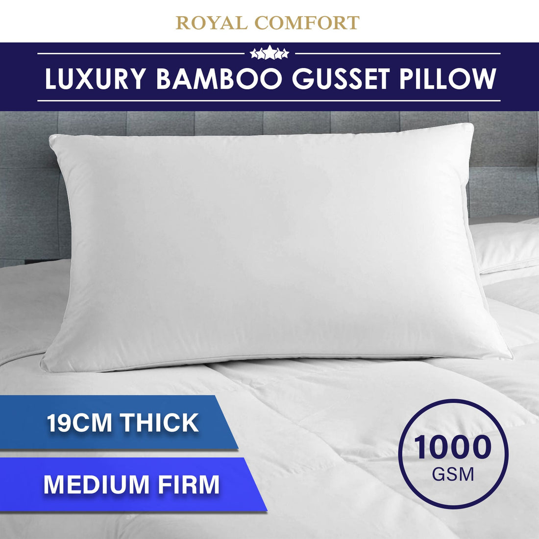 Luxury Bamboo Blend Gusset Pillow Single Pack - White