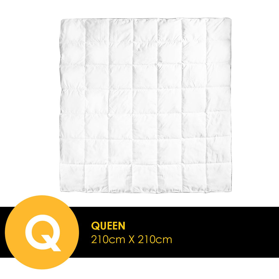 Bamboo Blend Quilt 250GSM Luxury  Duvet 100% Cotton Cover - Queen - White