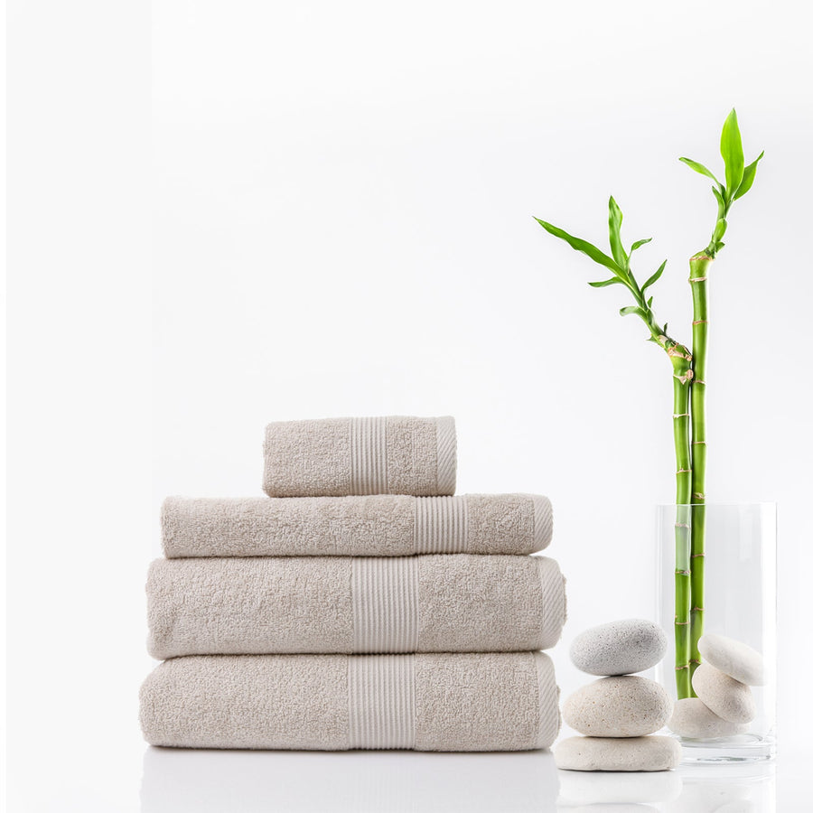 4 Piece Cotton Bamboo Towel Set 450GSM - Beige