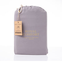 Royal Comfort Vintage Washed 100% Cotton Sheet Set Fitted Flat Pillowcases - Grey Queen