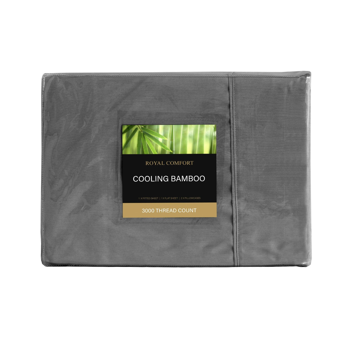 Royal Comfort 3000 Thread Count Bamboo Cooling Sheet Set - King - Charcoal