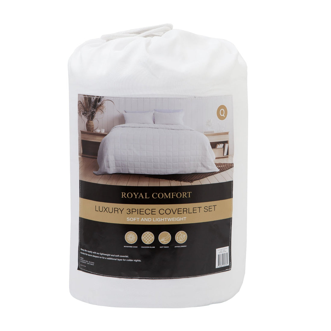 Coverlet Set Bedspread Soft Touch Easy Care Breathable 3 Piece Set - Queen - White