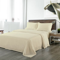 Bamboo Blended Sheet & Pillowcases Set 1000TC Ultra Soft Bedding - Ivory Double