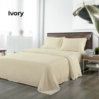 Bamboo Blended Sheet & Pillowcases Set 1000TC Ultra Soft Bedding - Ivory Double