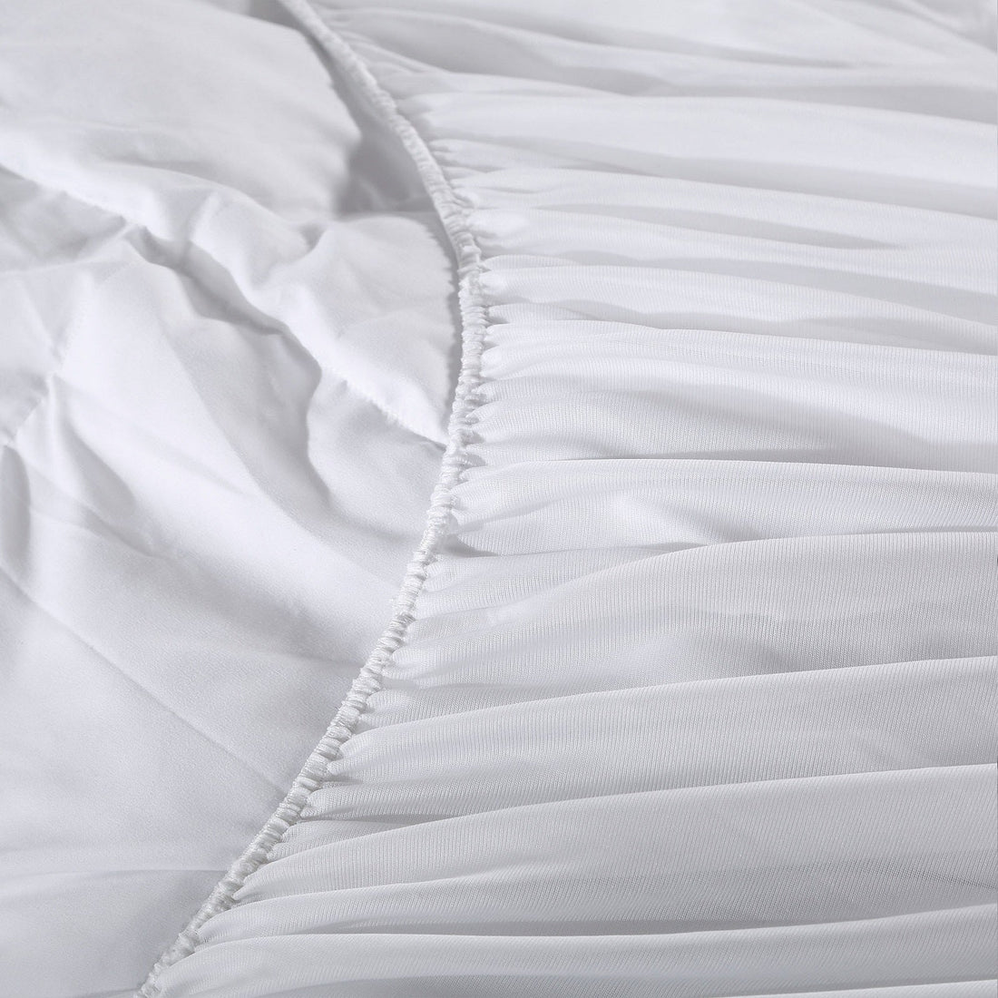 1000GSM Luxury Bamboo Fabric Gusset Mattress Pad Topper Cover - Queen - White