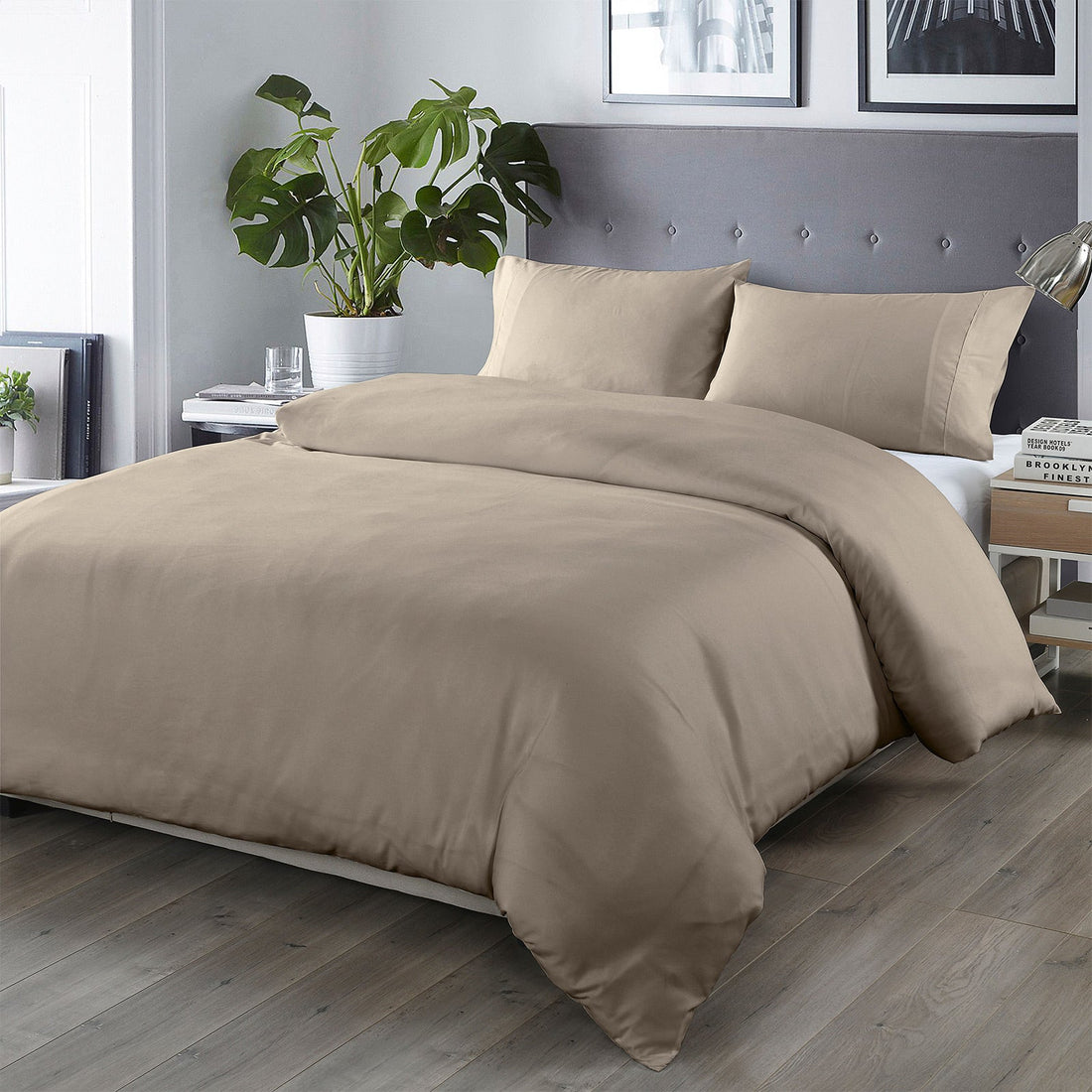 Bamboo Blended Quilt Cover Set 1000TC Ultra Soft Luxury Bedding - Grey King