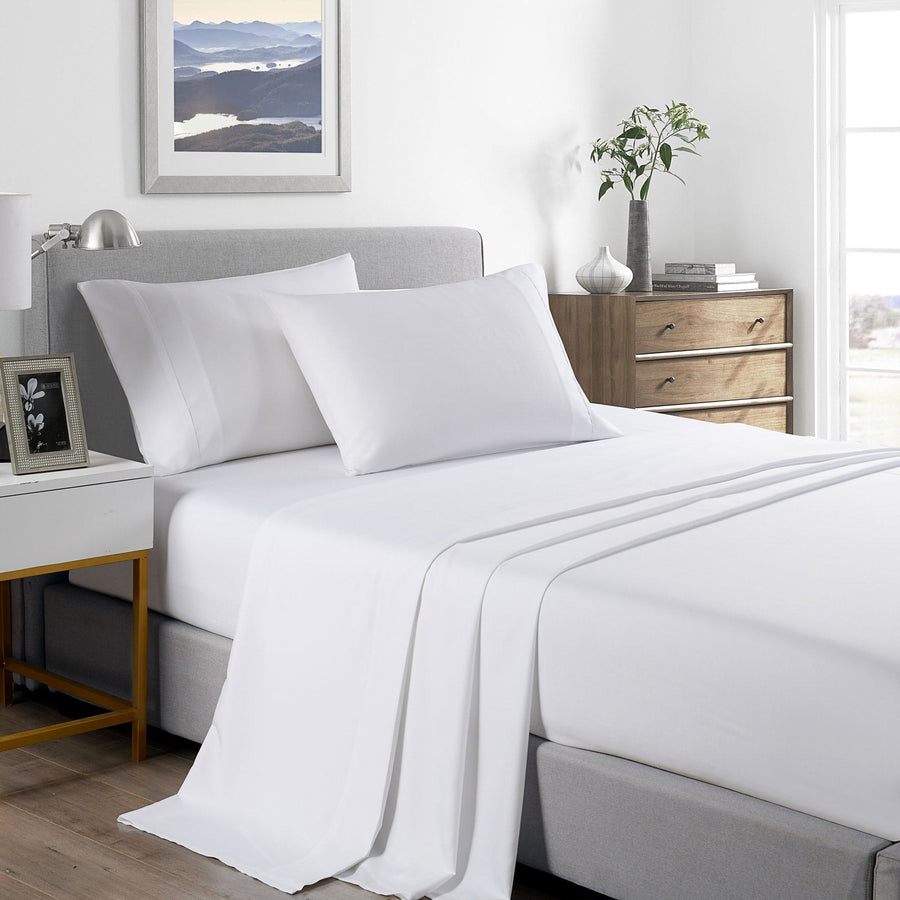 2000 Thread Count Bamboo Cooling Sheet Set Ultra Soft Bedding - Queen - White