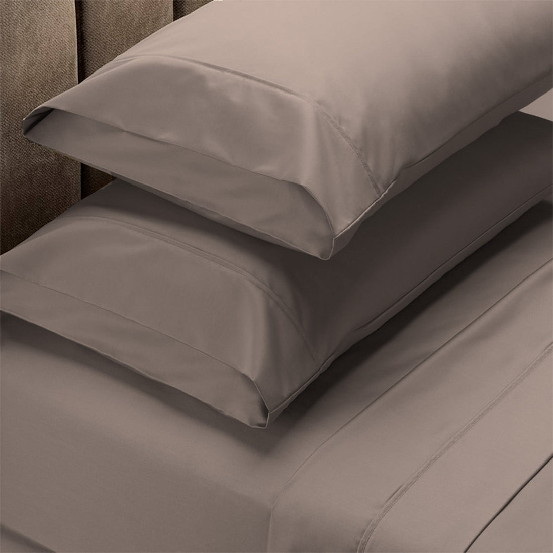 1500 Thread Count Pure Soft Cotton Blend Flat & Fitted Sheet Set Stone Queen