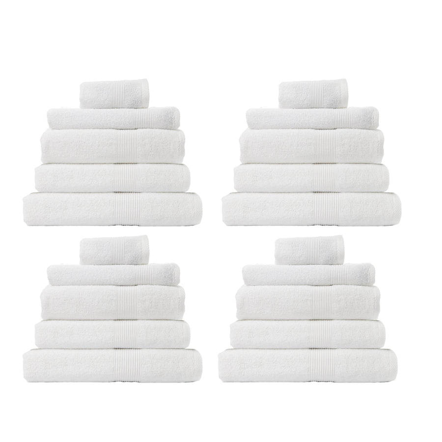 20 Piece Cotton Bamboo Towel Bundle Set 450GSM - White