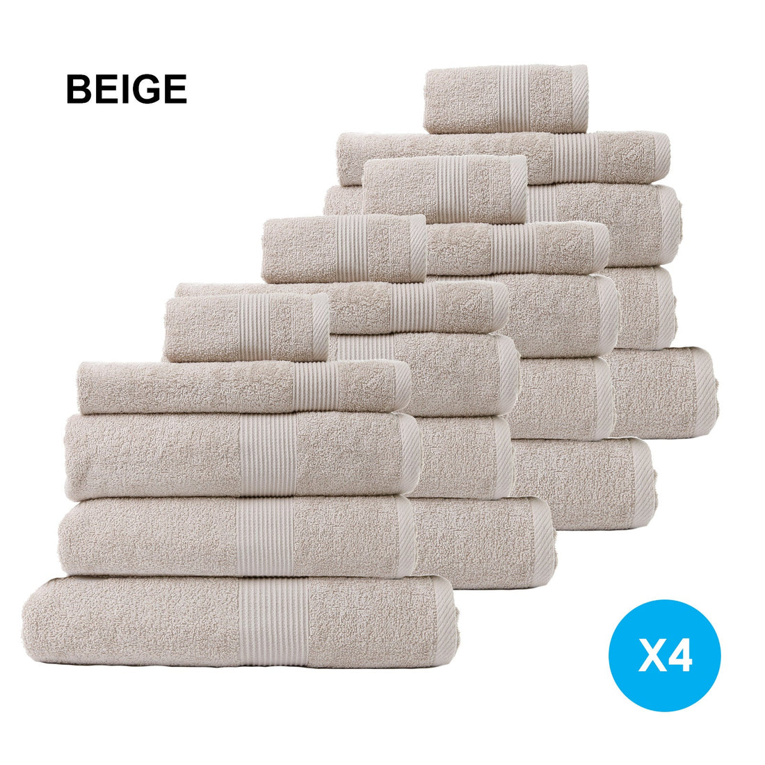 20 Piece Cotton Bamboo Towel Bundle Set 450GSM - Beige