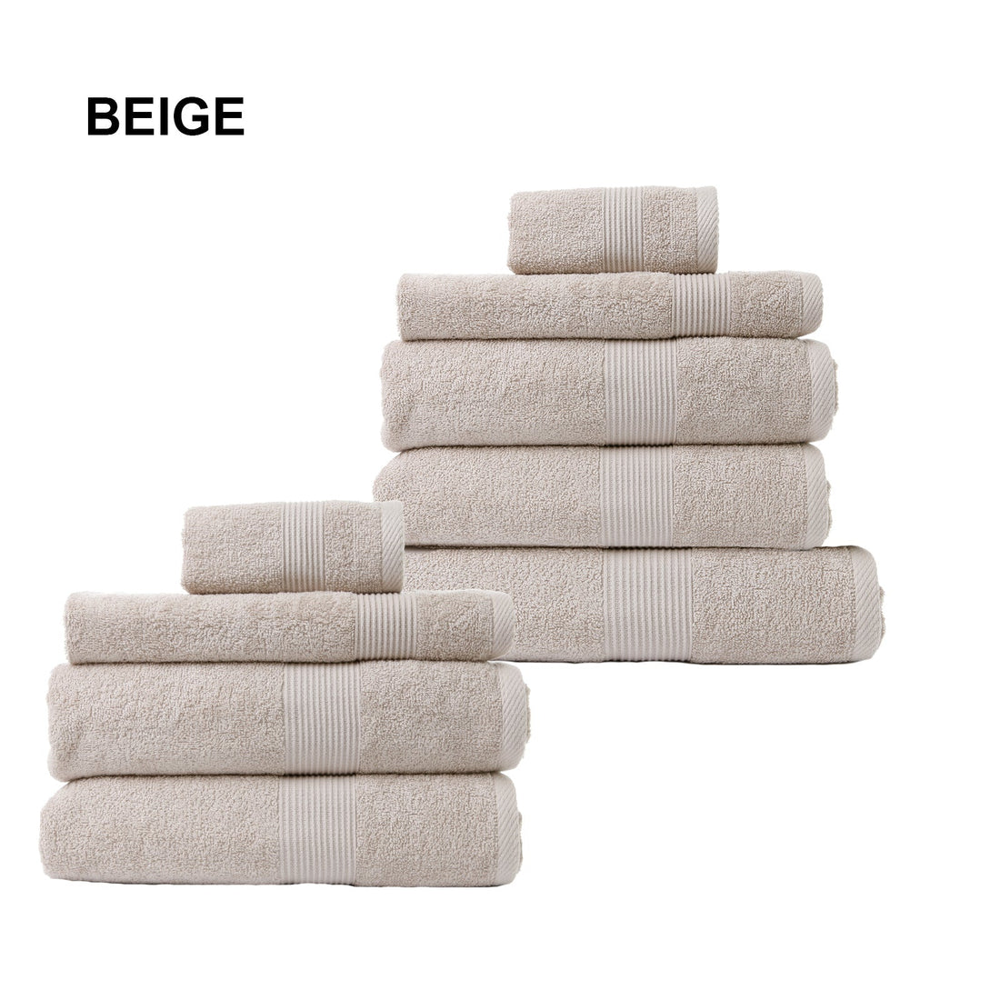 9 Piece Cotton Bamboo Towel Bundle Set 450GSM - Beige