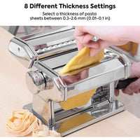 Pasta Maker Steel Machine with 8 Adjustable Thickness Settings