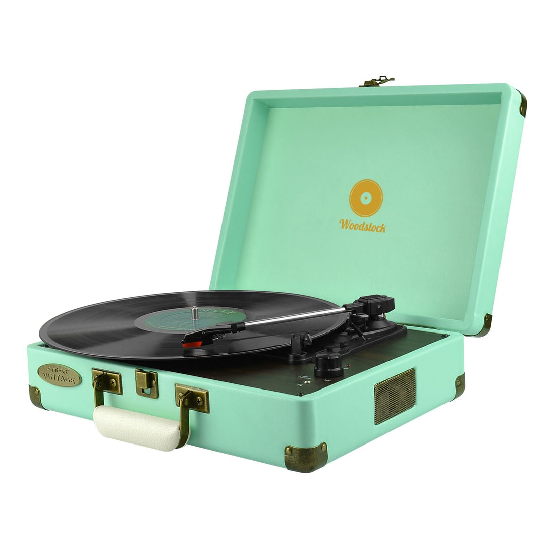 Woodstock Tiffany Blue Retro Turntable