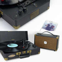 Woodstock II Black Retro Bluetooth (TX/RX) Turntable