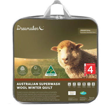 Australian Superwash Wool Winter Weight Quilt 450Gsm King Bed