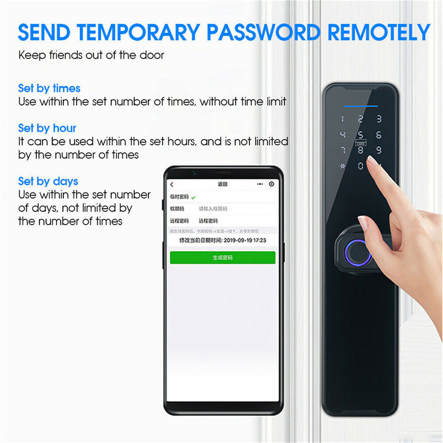 Digital Smart Door Lock Fingerprint APP Key Card Password Electronic Home Lock