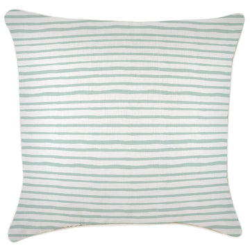 Cushion Cover With Piping Paint Stripes Pale Mint 60cm x 60cm