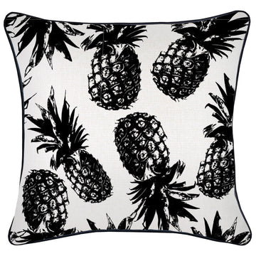 Cushion Cover With Black Piping Pineapples Black 45cm x 45cm