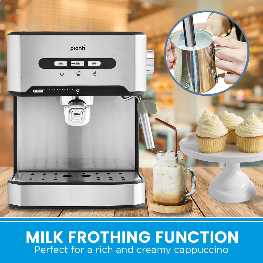 1.6L Automatic Coffee Espresso Machine with Steam Frother