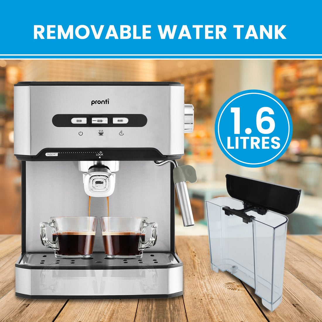 1.6L Automatic Coffee Espresso Machine with Steam Frother