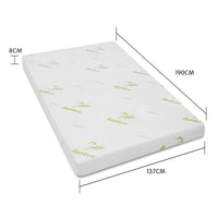 Cool Gel Memory Foam Mattress Topper Bamboo Fabric Cover Double